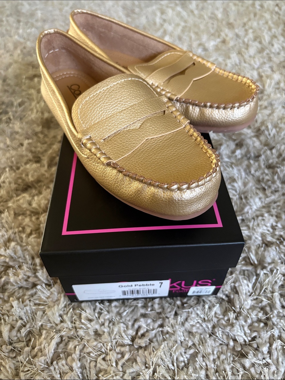 Corkys Gold Pebble Loafers - Slip-On Women's Flats